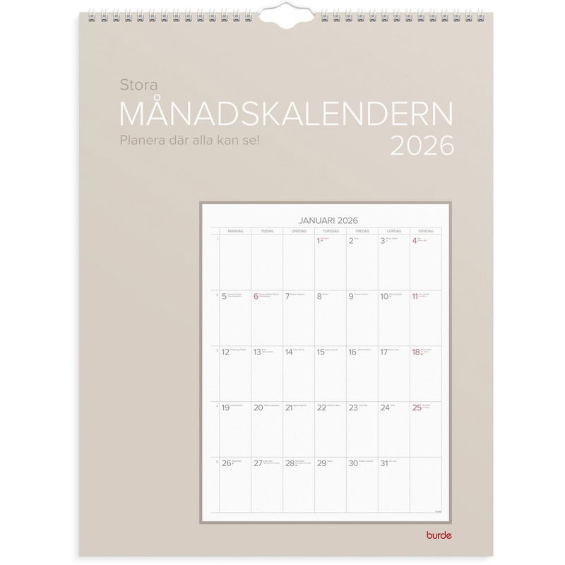 Väggkalender Stora Månadskalendern 2026