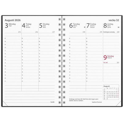 Kalender Prestige 2026 plast svart