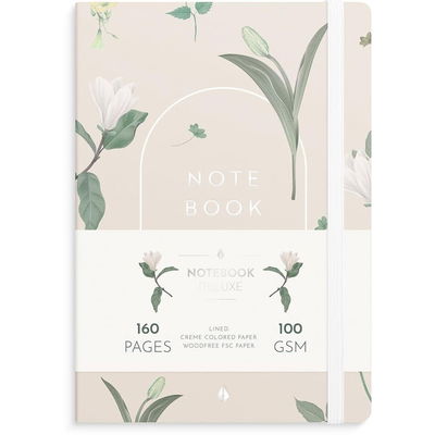 Anteckningsbok Burde DeLuxe Floral Linjerat Beige A5