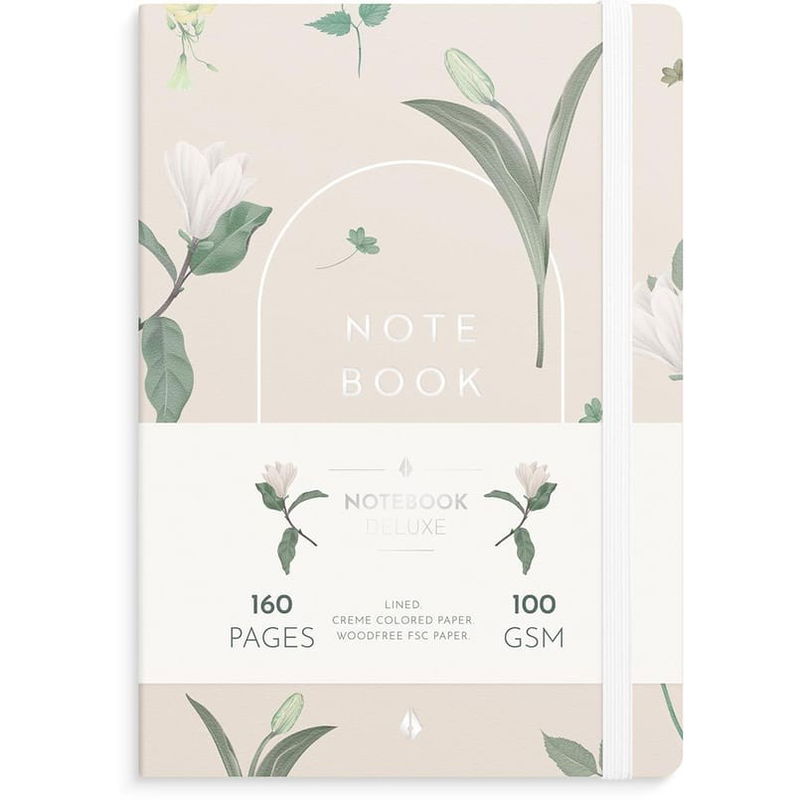 Anteckningsbok Burde DeLuxe Floral Linjerat Beige A5