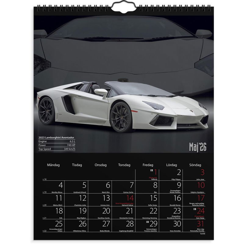 Väggkalender Bilar 2026