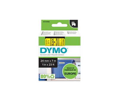 Märkband DYMO D1 24mm Svart/Gul 7m