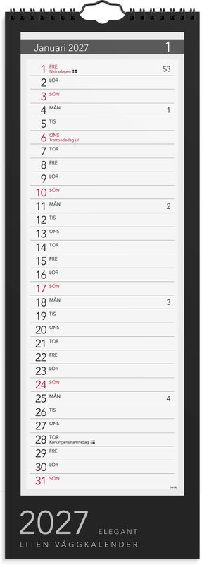 Väggkalender Burde 1709 Lilla Miljökalendern Elegant 2027