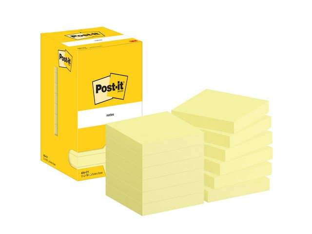 Post-it 654 Gul 76x76mm, 12/fp