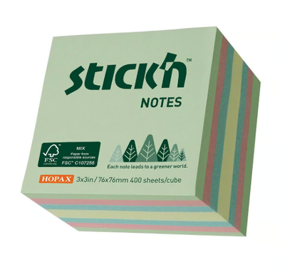 Notiskub Stick´n Mix Färg 76x76mm 400 Blad FSC