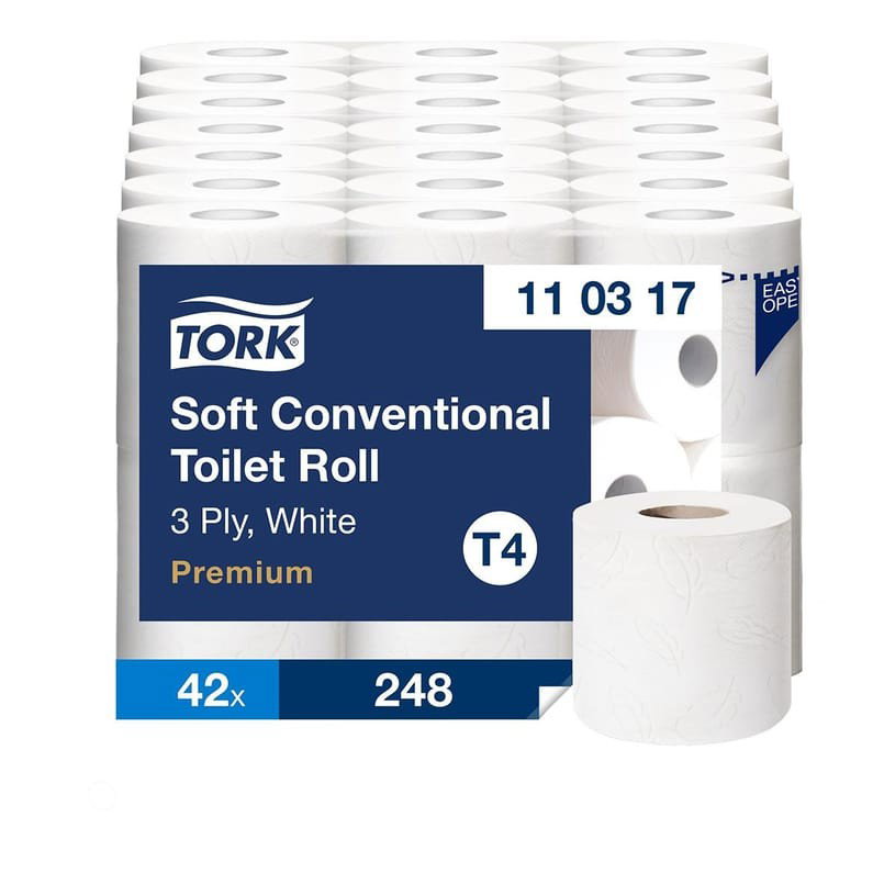 Toalettpapper Tork T4 Premium 3-lag vit 35m, 42/fp