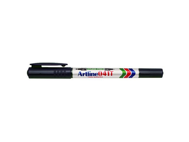 Märkpenna ARTLINE 041T 2-i-1 rund svart, 12/fp