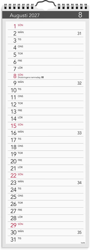 Väggkalender Burde 1709 Lilla Miljökalendern Elegant 2027