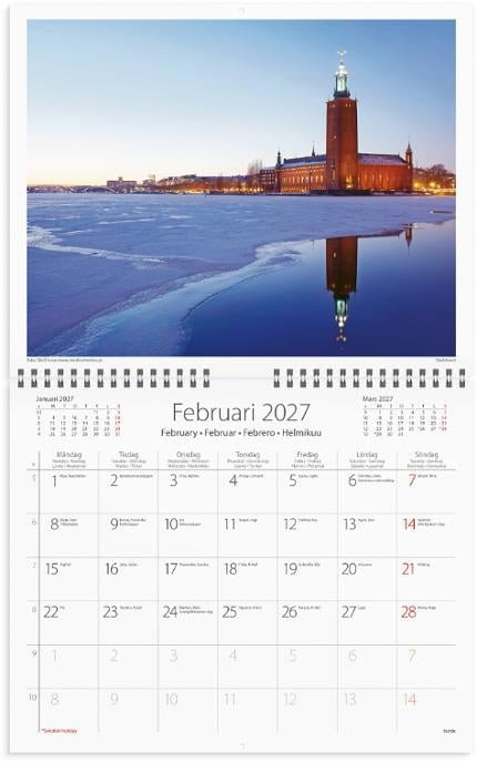 Väggkalender Burde 1729 Stockholm 2027