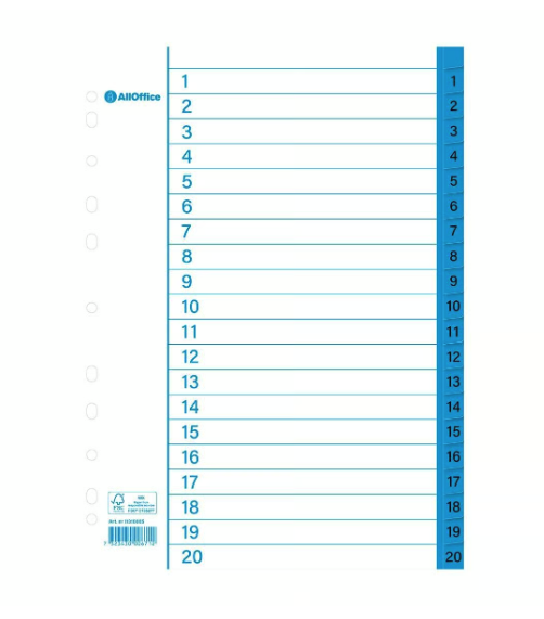 Pärmregister papper 1-20 A4