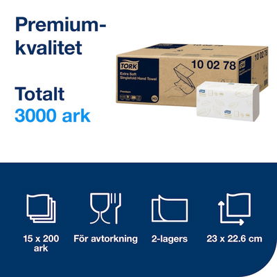 Pappershandduk TORK Premium H3 2-lager, 3000/fp