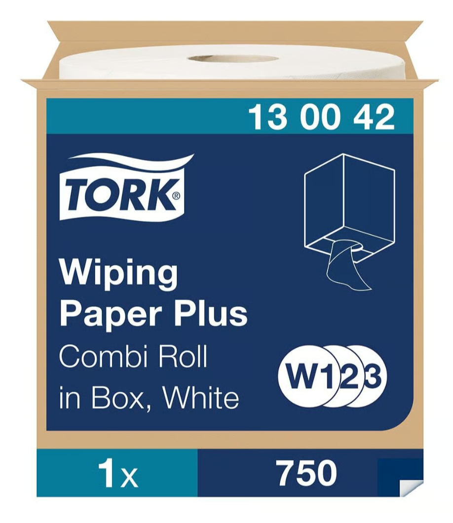 Torkrulle Tork W1/2/3 Plus 2-lag Vit 258mmx255m