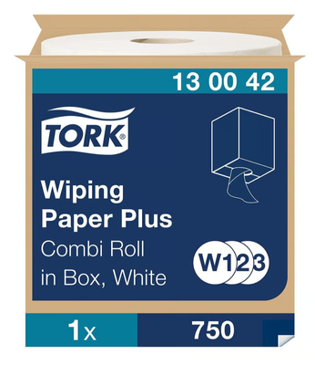 Torkrulle Tork W1/2/3 Plus 2-lag Vit 258mmx255m