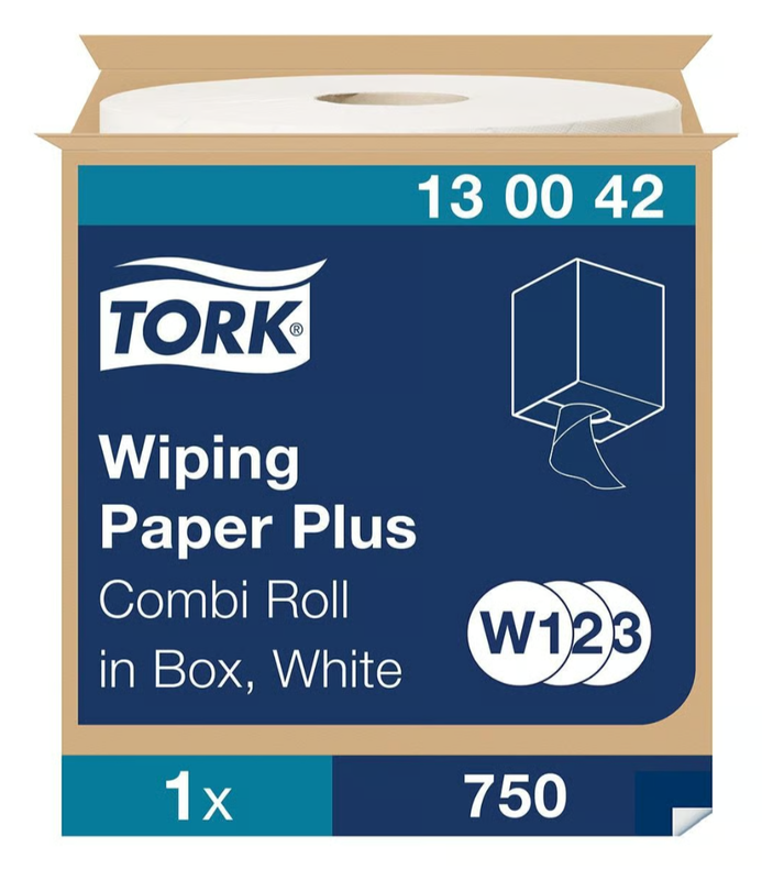 Torkrulle Tork W1/2/3 Plus 2-lag Vit 258mmx255m