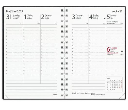Almanacka Burde 3343 Prestige Plast 2027 Svart