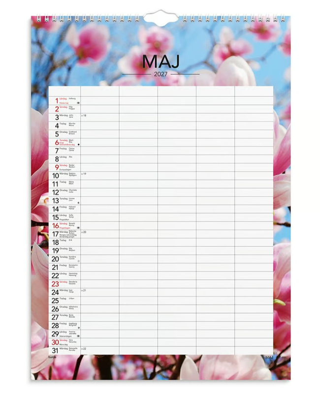 Väggkalender Burde 1744 Familjekalender Modern 2027