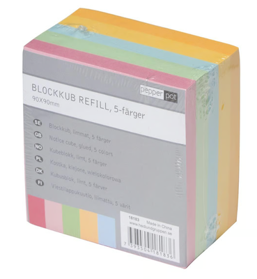 Blockkub Limmad Mix Färg 90x90mm 500 Blad