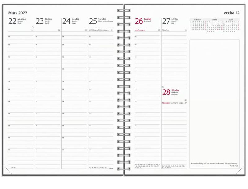 Almanacka Burde 5940 Business Skinn 2027 Svart A5