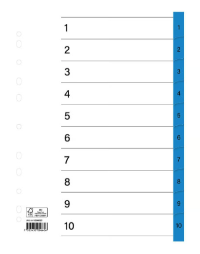 Pärmregister Plus flikförstärkta 1-10 A4+