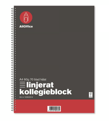 Kollegieblock AllOffice Linjerat 70 Blad A4 60g