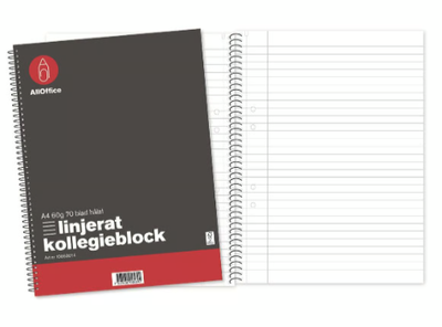 Kollegieblock AllOffice Linjerat 70 Blad A4 60g