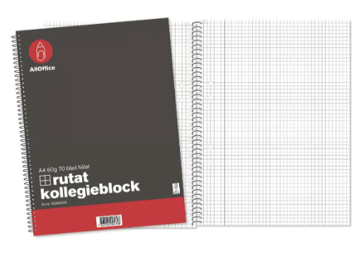 Kollegieblock AllOffice Rutat 70 Blad A4 60g