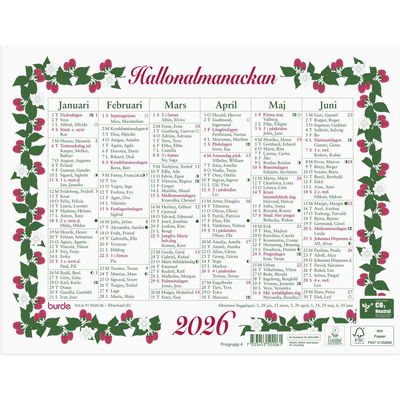 Väggkalender Lilla Hallonalmanackan 2026
