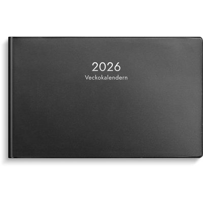 Veckokalender 2026 plast svart