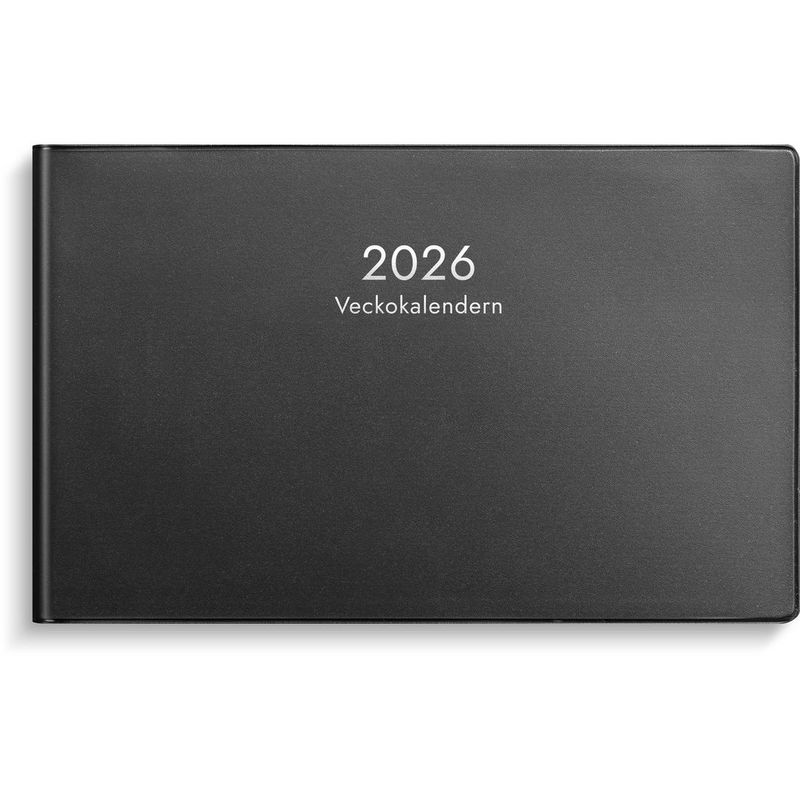 Veckokalender 2026 plast svart