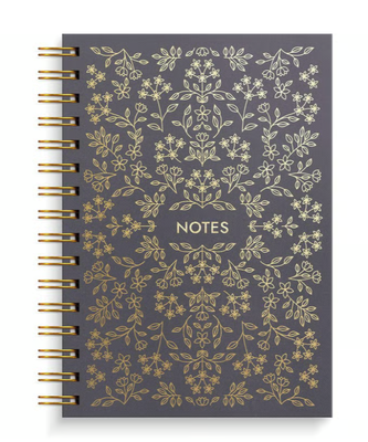 Anteckningsbok Burde Spiral Flower Linjerad Svart A5