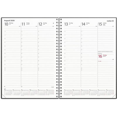 Kalender Weekly A5 2026 konstläder svart