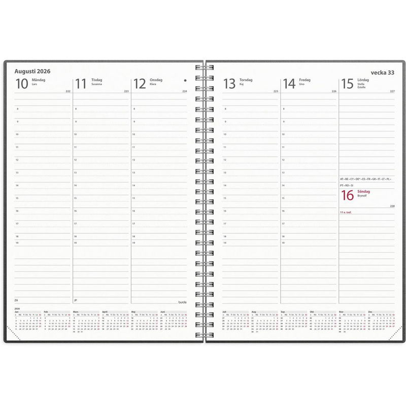 Kalender Weekly A5 2026 konstläder svart
