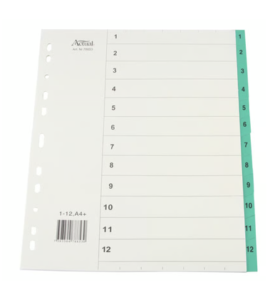 Pärmregister Plus flikförstärkta 1-12 A4+