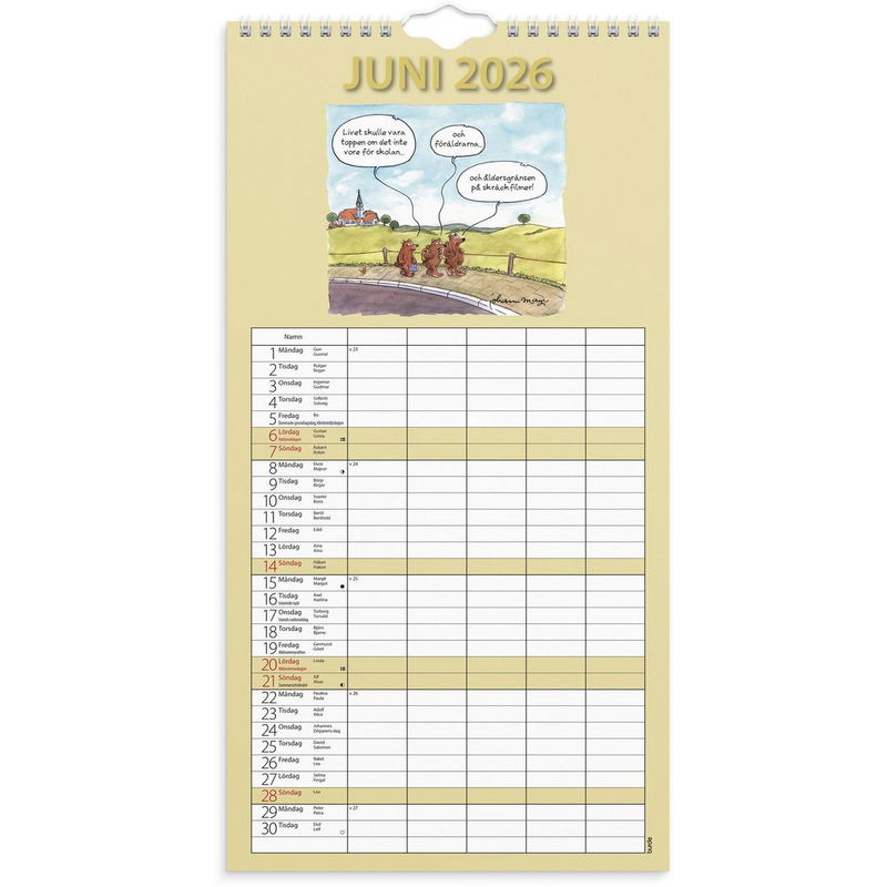 Familjekalender Rolig 2026