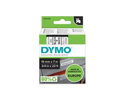 Märkband DYMO D1 19mm Svart/Vit 7m