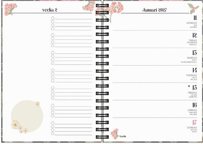 Almanacka Burde 1037 Life Planner 2027 Floral