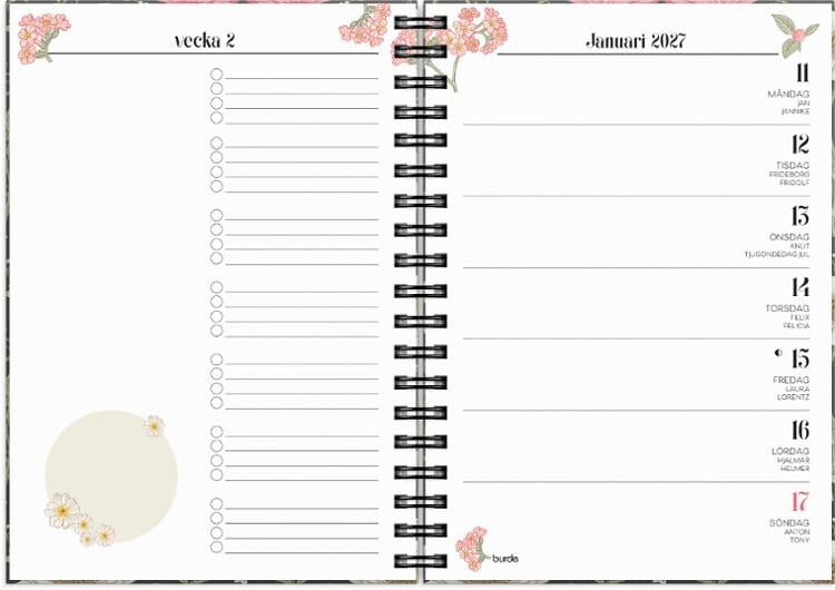 Almanacka Burde 1037 Life Planner 2027 Floral