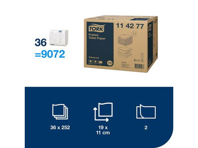Toalettpapper TORK Advanced T3 2-lag, 9072/kartong Toalettpapper TORK Advanced T3 2-lag, 9072/kartong