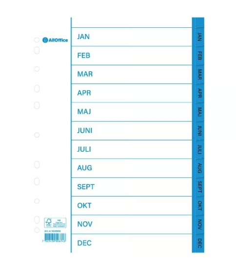 Pärmregister papper Jan-Dec A4