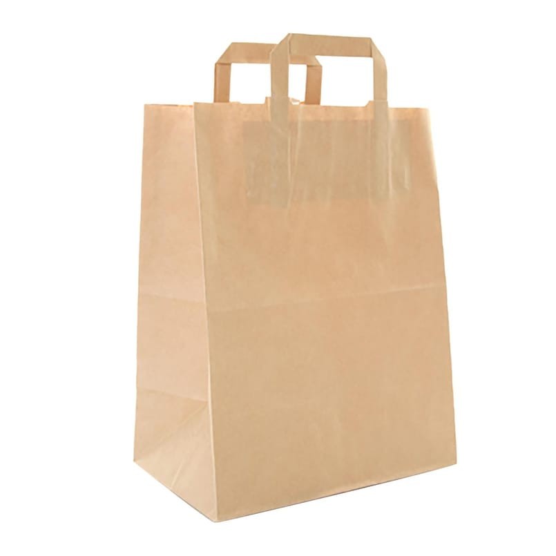 Bärkasse Papp Platta handtag Brun 16L 260x170x320mm, 250 st/fp
