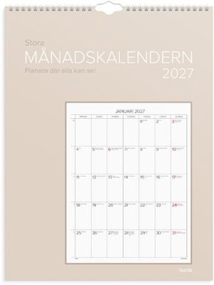 Väggkalender Burde 1726 Stora Månadskalendern 2027