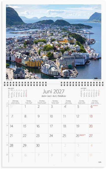 Väggkalender Burde 1727 Scandinavia 2027