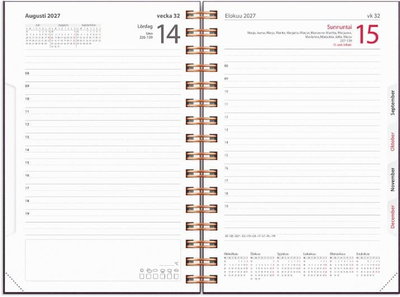 Almanacka Burde 5641 Dagbok Textile 2027 Lila