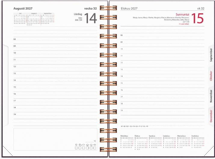 Almanacka Burde 5641 Dagbok Textile 2027 Lila
