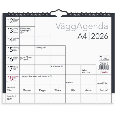 Väggkalender Väggagenda A4 2026