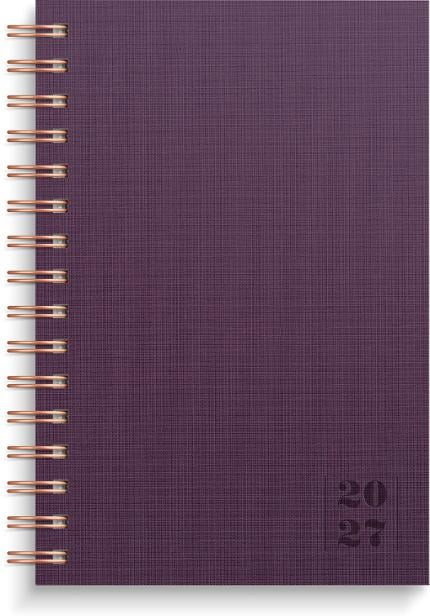 Almanacka Burde 5641 Dagbok Textile 2027 Lila