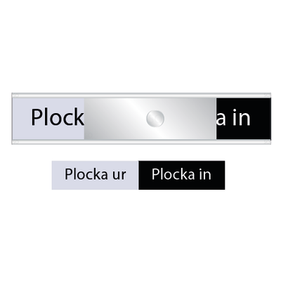 Kopia Skylt. Plocka ur/Plocka in.  grå/svart