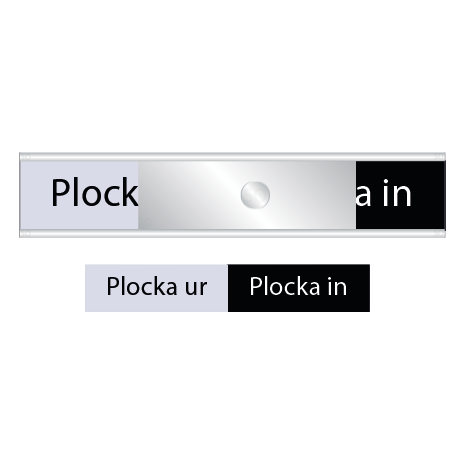 Kopia Skylt. Plocka ur/Plocka in.  grå/svart