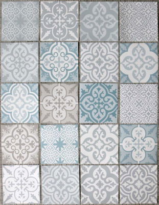 Kakeldekor 20 st. Mixad Grå/Gråblå/vit