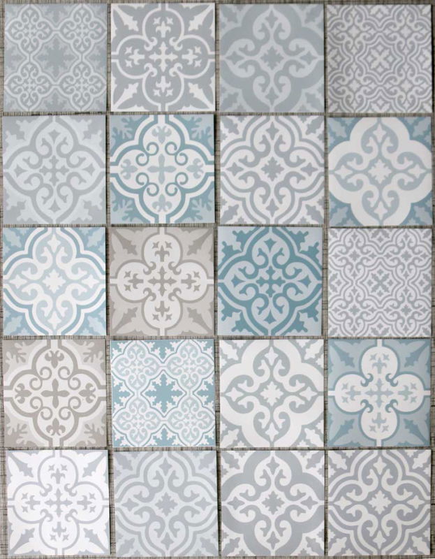 Kakeldekor 20 st. Mixad Grå/Gråblå/vit